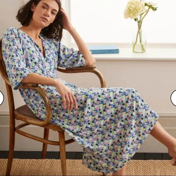 Boden | Dresses | Boden Empire Waist Midi Floral Dress Nwot | Poshmark
